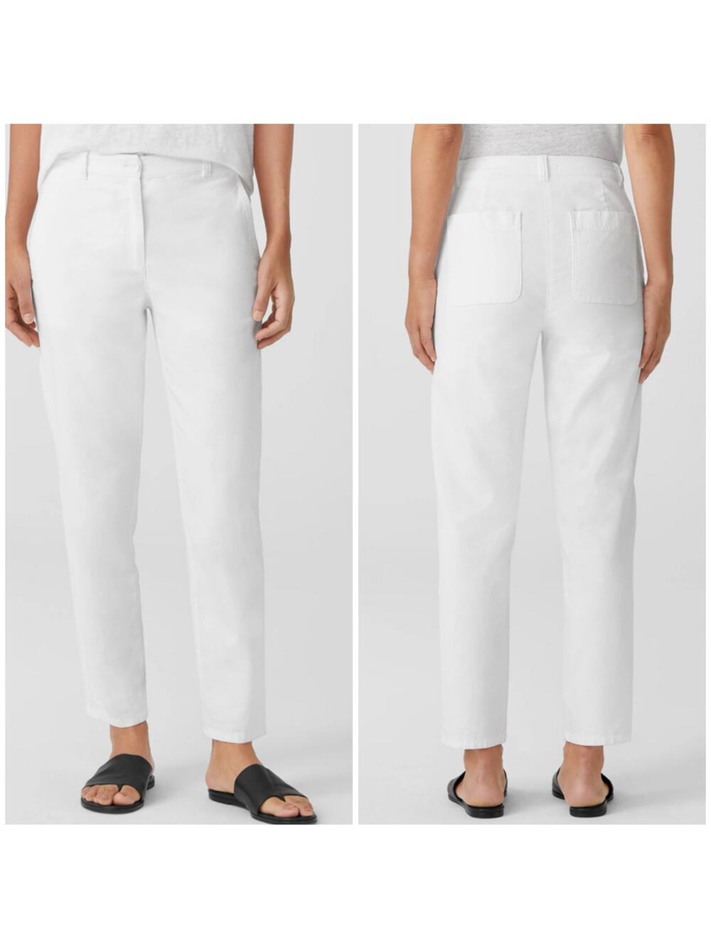 Eileen Fisher Cotton Hemp Tapered Pant White 12